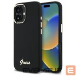 Kitos prekės Guess  Guess Silicone Script Metal Logo & Frame Case for iPhone 16 Plus - Black 