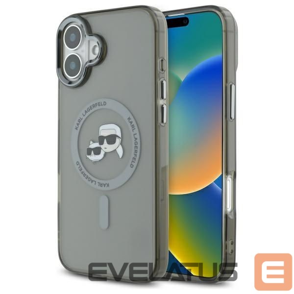 Kitos prekės Karl Lagerfeld Karl Lagerfeld IML Metal Karl&Choupette Head MagSafe Case for iPhone 16 Plus - Black