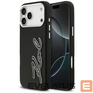 Kitos prekės Karl Lagerfeld  Karl Lagerfeld FW Grained Signature Logo Case for iPhone 17 Pro Max - Black 