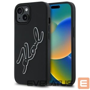 Kitos prekės Karl Lagerfeld  Karl Lagerfeld 3D Rubber Signature iPhone 15 Case - Black 