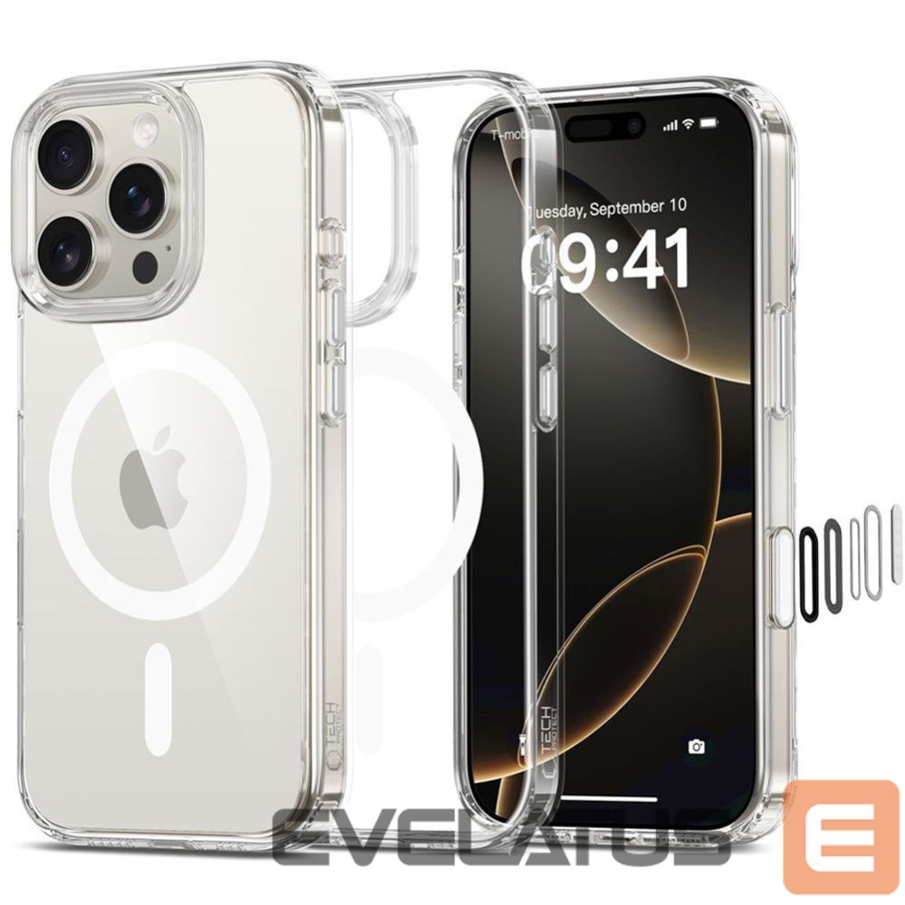 Kitos prekės Tech-Protect Tech-Protect Flexair Hybrid CC Magsafe iPhone 16 Pro Case - Clear