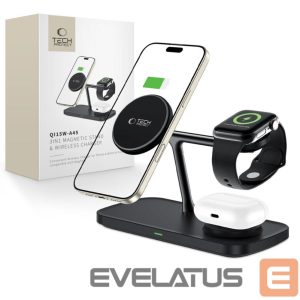 Kitos prekės Tech-Protect  Tech-Protect QI15W-A45 3in1 Wireless Charger with MagSafe for Apple Devices - Black 