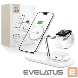 Kitos prekės Tech-Protect  Tech-Protect QI15W-A45 3in1 Wireless Charger with MagSafe for Apple Devices - White 