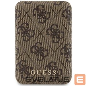 Kitos prekės Guess  Guess Powerbank inductive 15W GUPB5FP4EMGW 5000mAh brown/brown 4G Leather Metal Logo MagSafe 