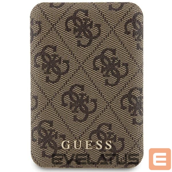 Kitos prekės Guess Guess Powerbank inductive 15W GUPB5FP4EMGW 5000mAh brown/brown 4G Leather Metal Logo MagSafe