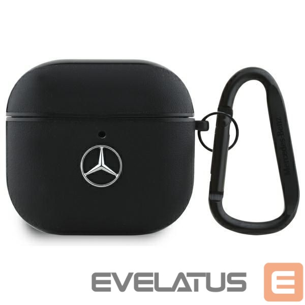 Kitos prekės Mercedes-Benz Mercedes MEA4CSLBK AirPods 4 cover black/black Leather Metal Logo