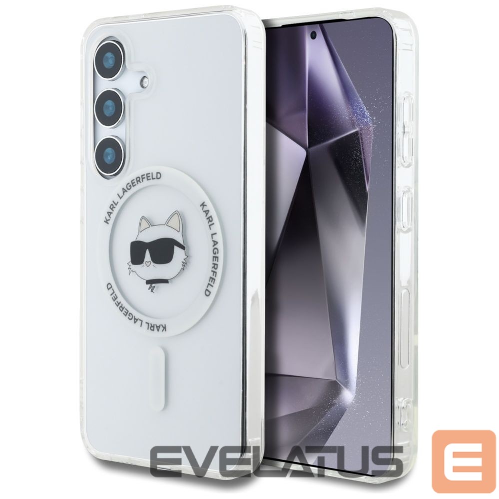 Kitos prekės Karl Lagerfeld Case Karl Lagerfeld Button Choupette Head Printed Logo MagSafe Samsung Galaxy S25 Plus white