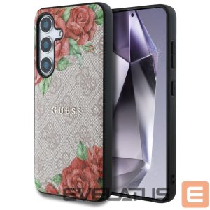 Kitos prekės Guess  Guess Leather 4G Flowers Print Metal Classic Logo MagSafe Case for Samsung Galaxy S25 - Pink 