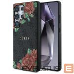 Kitos prekės Guess  Guess Leather 4G Flowers Print Metal Classic Logo MagSafe Case for Samsung Galaxy S25 Ultra - Black 