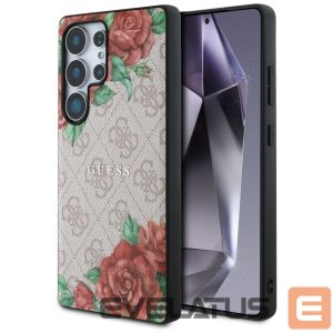 Kitos prekės Guess  Guess Leather 4G Flowers Print Metal Classic Logo MagSafe Case for Samsung Galaxy S25 Ultra - Pink 
