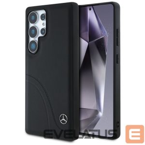 Kitos prekės Mercedes-Benz  Mercedes Leather Curved Stitches Case for Samsung Galaxy S25 Ultra - Black 