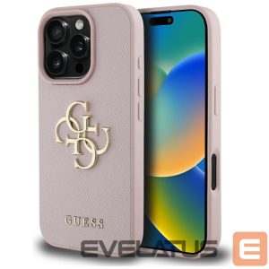 Kitos prekės Guess  Guess Grained Big 4G Logo Small Classic Logo Case for iPhone 16 Pro - Pink 