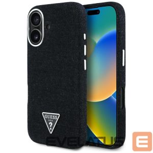 Kitos prekės Guess  Guess Denim Triangle Logo MagSafe case for iPhone 16 - black 
