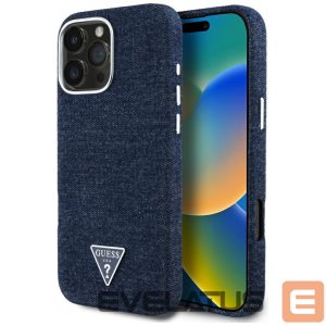Kitos prekės Guess  Guess Denim Triangle Logo MagSafe iPhone 16 Pro Case - Blue 