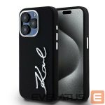 Kitos prekės Karl Lagerfeld  Karl Lagerfeld Silicone Metal Script Logo iPhone 15 Pro Max Case - Black 