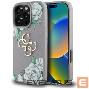Kitos prekės Guess  Guess Grained Roses Big 4G Logo iPhone 16 Pro Case - Purple 