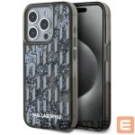 Kitos prekės Karl Lagerfeld  Karl Lagerfeld Liquide Glitter Monogram Gradient iPhone 15 Pro Case - Black 
