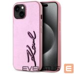 Kitos prekės Karl Lagerfeld  Karl Lagerfeld Wrinkled Metal Signature iPhone 15 Case - Pink 