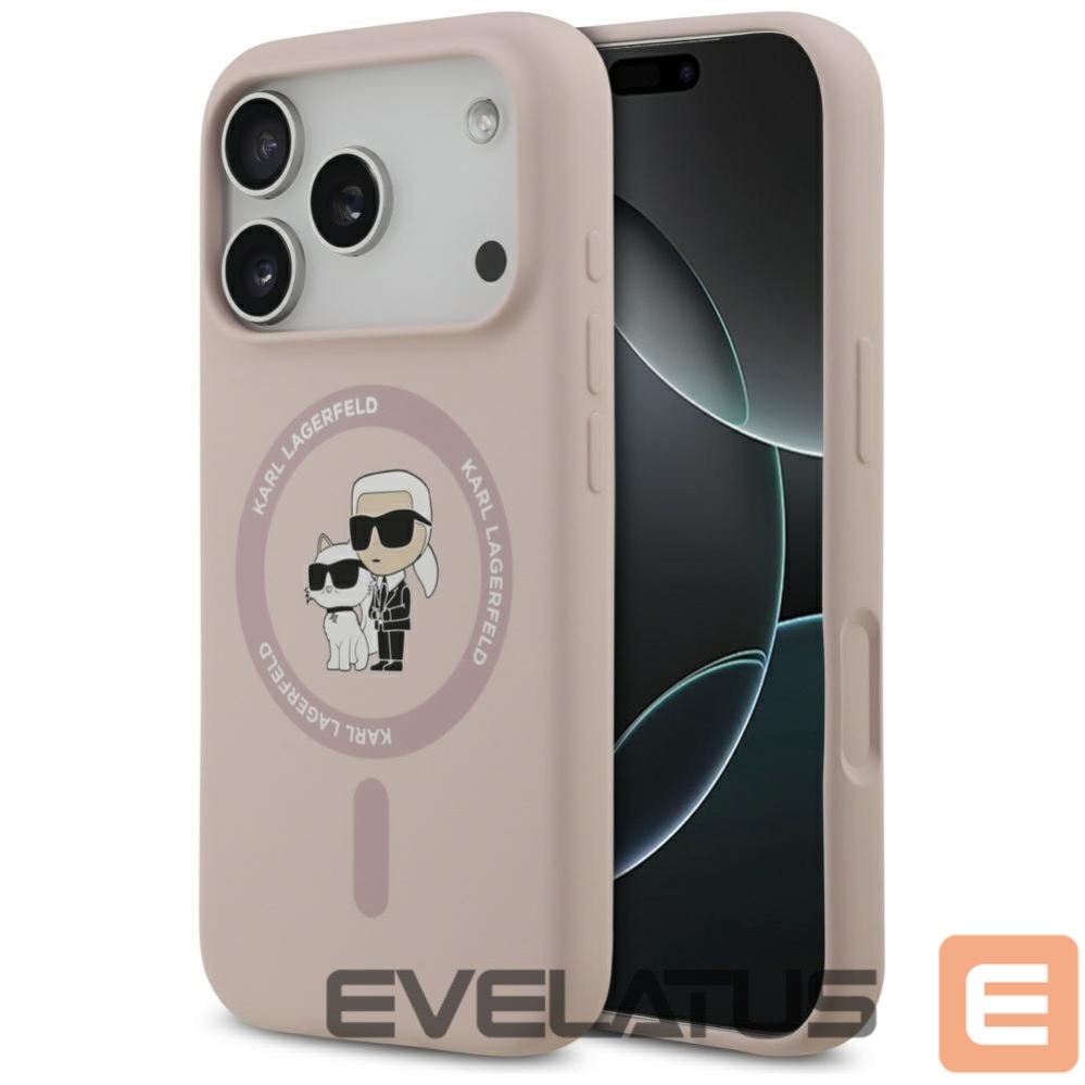 Kitos prekės Karl Lagerfeld Karl Lagerfeld Silicone Karl&Choupette Ring MagSafe Case for iPhone 17 Pro - Pink