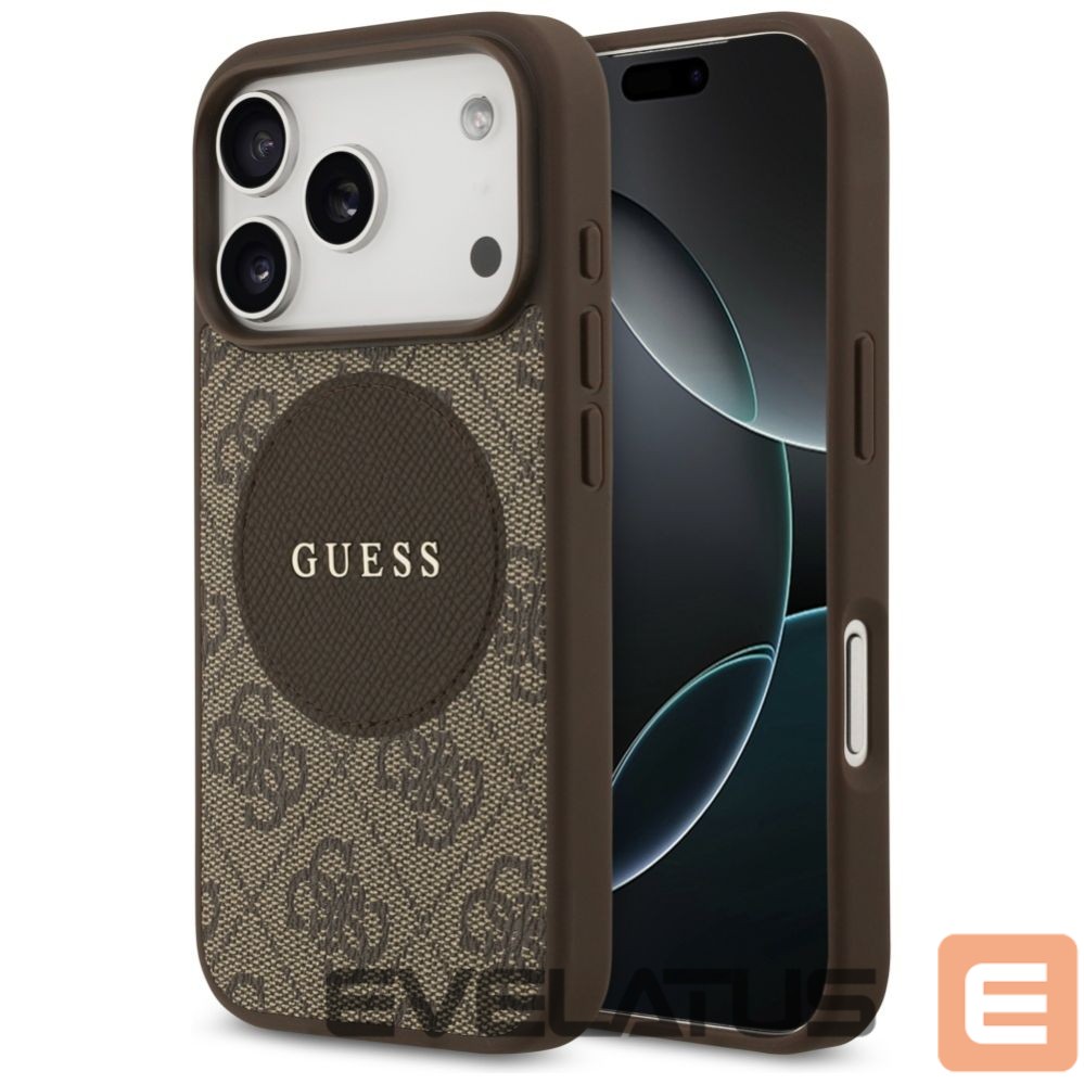 Kitos prekės Guess Guess 4G Circle Classic Logo MagSafe case for iPhone 17 Pro - brown