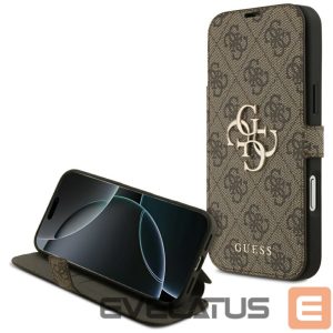 Kitos prekės Guess  Guess Book 4G Metal Logo Case for iPhone 17 Pro Max - Brown 