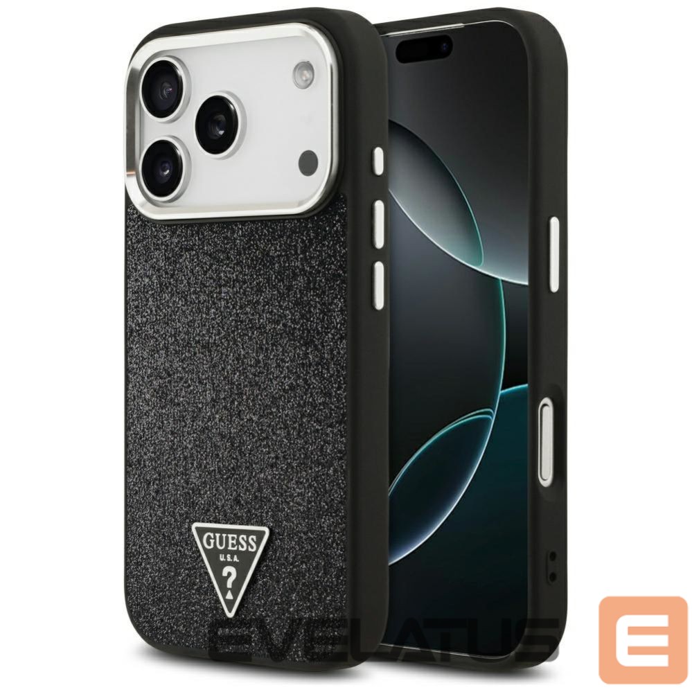 Kitos prekės Guess Guess Glitter Triangle Logo MagSafe Case for iPhone 17 Pro - Black