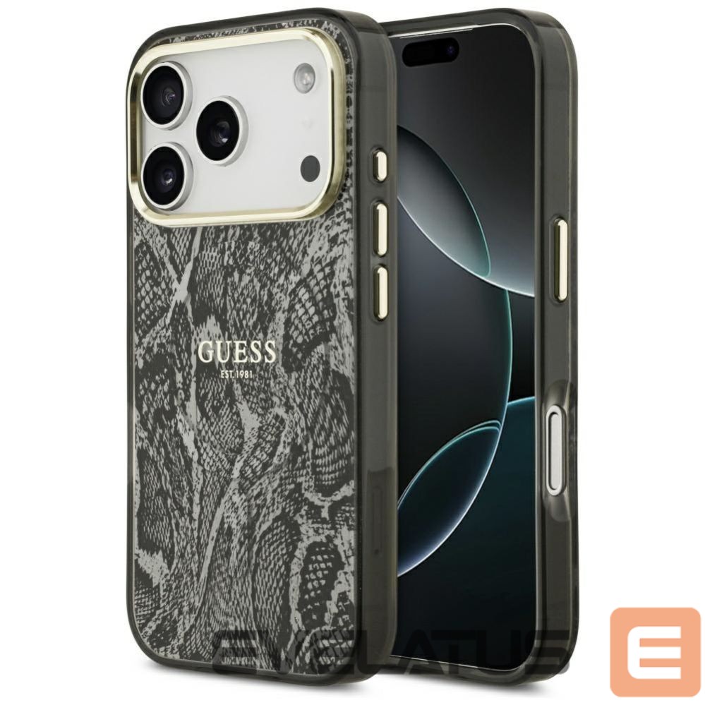 Kitos prekės Guess Guess Python Pattern MagSafe Case for iPhone 17 Pro - Black