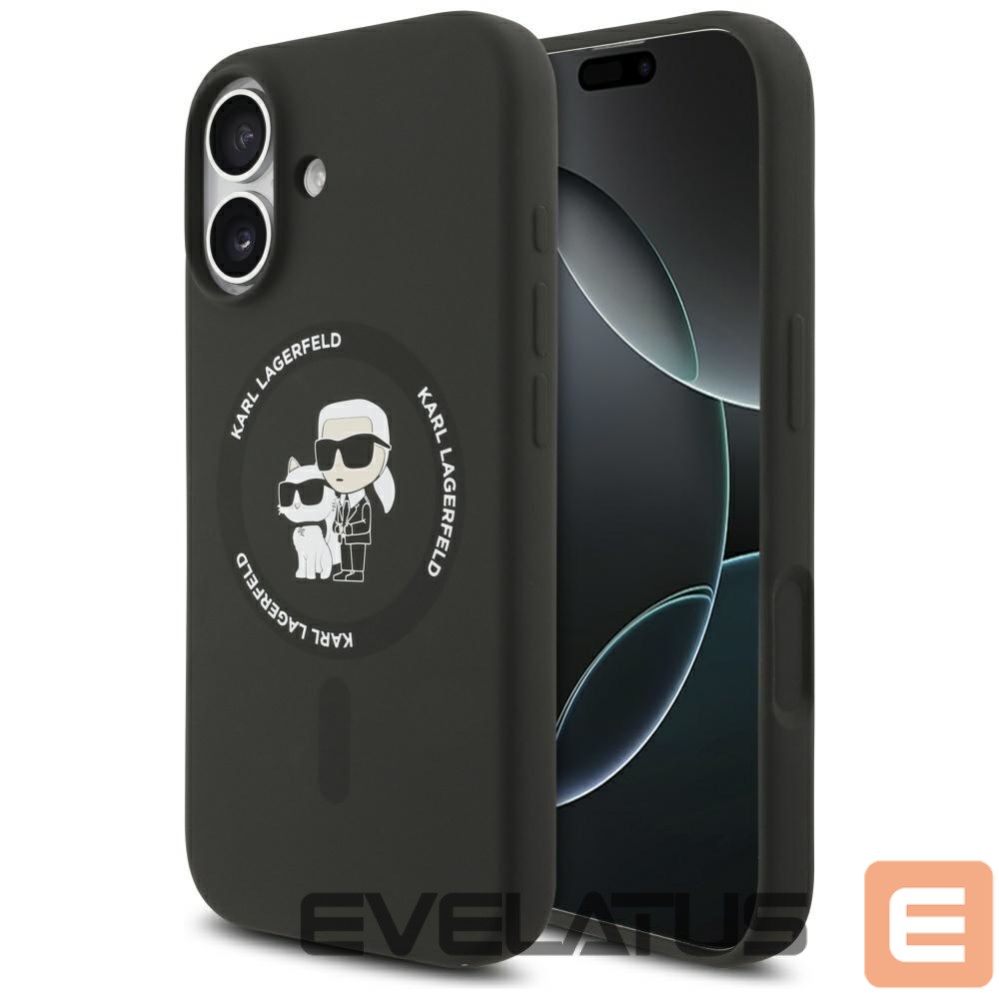 Kitos prekės Karl Lagerfeld Karl Lagerfeld Silicone Karl&Choupette Ring MagSafe Case for iPhone 17 - Black
