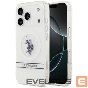 Kitos prekės U.S. Polo PU  US Polo DH and Bottom Stripe Logo MagSafe Case for iPhone 17 Pro - White 