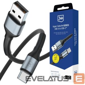 Kitos prekės 3MK  3mk Hyper Cable 3mk Hyper Cable N-SERIES USB-A / USB-C 1m 9V/2A 18W QC 3.0 / black 