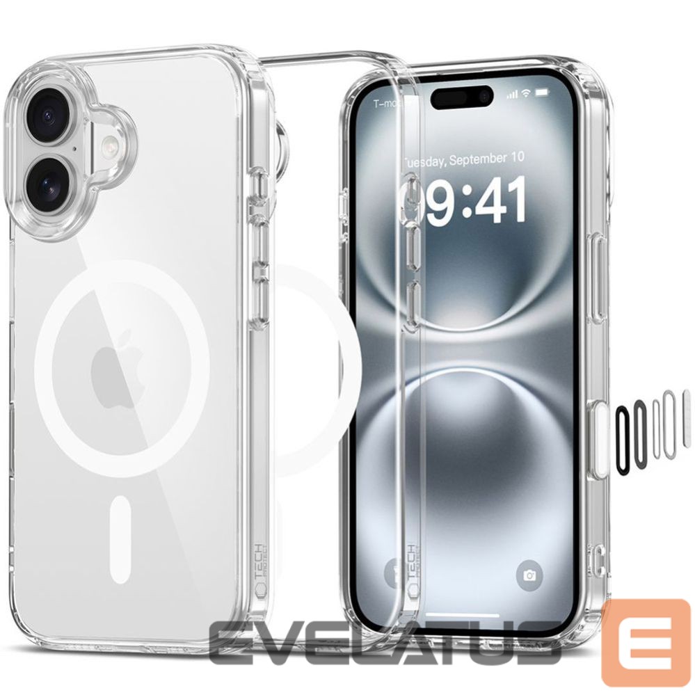 Kitos prekės Tech-Protect Tech-Protect Flexair Hybrid CC Magsafe iPhone 16 Case - Clear
