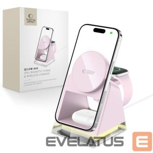 Kitos prekės Tech-Protect  Tech-Protect QI15W-A43 3in1 MagSafe Inductive Charger - Pink 