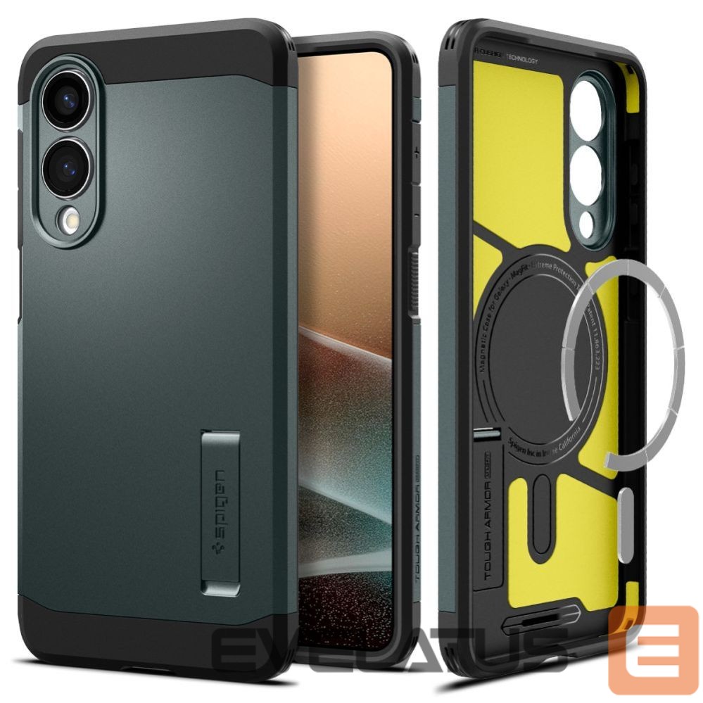 Kitos prekės Spigen Spigen Tough Armor MagSafe Case for Samsung Galaxy S25 Edge - Green/Black