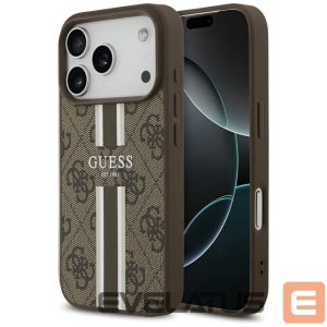 Kitos prekės Guess  Guess 4G Printed Stripes MagSafe case for iPhone 17 Pro - brown 
