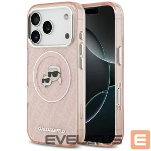 Kitos prekės Karl Lagerfeld  Karl Lagerfeld IML Glitter Karl & Choupette Heads Logo MagSafe Case for iPhone 17 Pro - Pink 