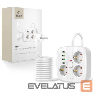 Kitos prekės Tech-Protect  Tech-Protect PCS3X4 power strip, 3 sockets, 2xUSB-A, 2xUSB-C 200 cm - white 