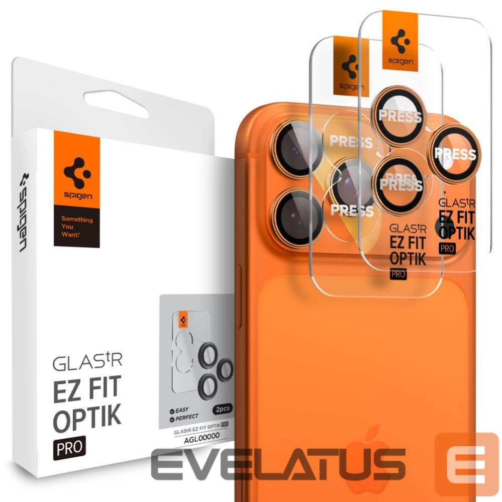 Kitos prekės Spigen Spigen Optik Pro Camera Lens Glass for iPhone 16 Pro / Max / 17 Pro / Max - Orange