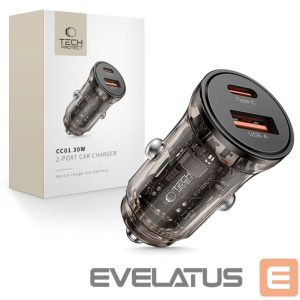 Kitos prekės Tech-Protect  Tech-Protect CC01 30W 2-Port USB-A / USB-C Car Charger - Black 