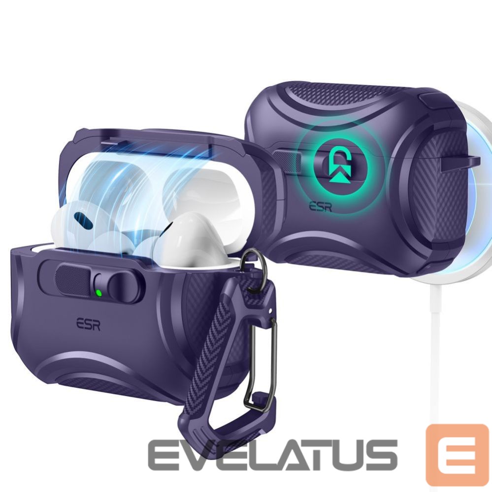 Kitos prekės ESR ESR Cyber FlickLock MagSafe Case for AirPods Pro 3 - Purple