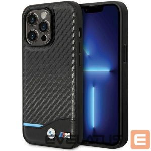 Kitos prekės BMW  BMW Leather Carbon Case for iPhone 13 Pro Max - Black 