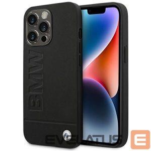 Kitos prekės BMW  BMW Leather Stamp Case for iPhone 14 Pro - Black 