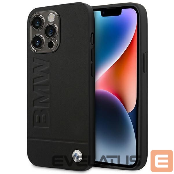 Kitos prekės BMW BMW Leather Stamp Case for iPhone 14 Pro - Black