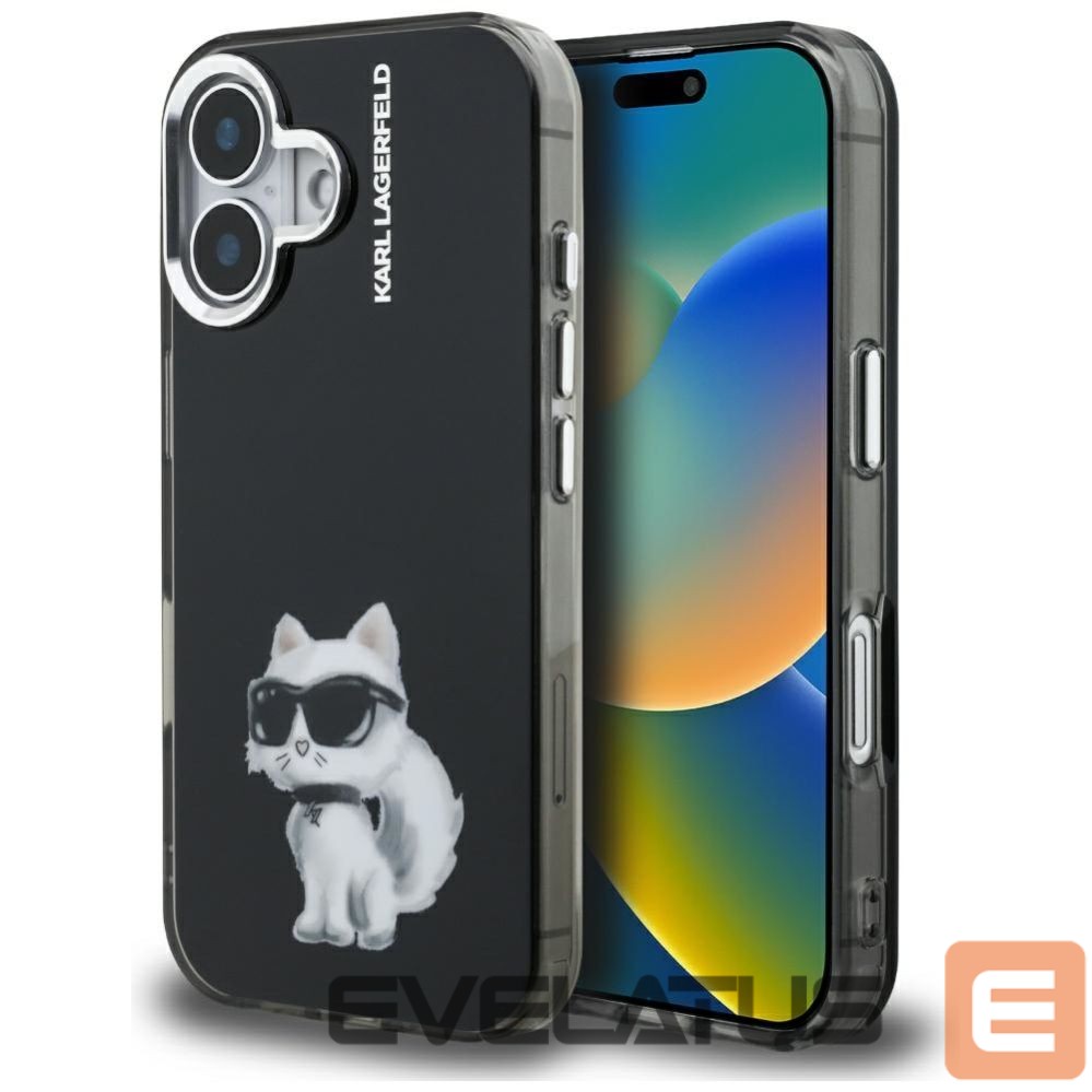 Kitos prekės Karl Lagerfeld Karl Lagerfeld IML Aquarelle Choupette & Logo iPhone 16 Case - Black