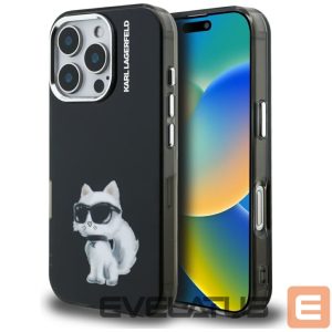 Kitos prekės Karl Lagerfeld  Karl Lagerfeld IML Aquarelle Choupette & Logo iPhone 16 Pro Case - Black 