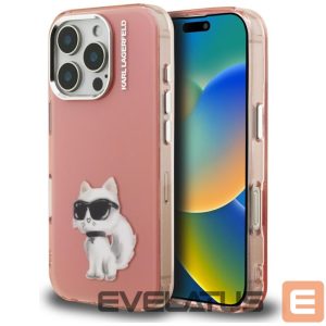 Kitos prekės Karl Lagerfeld  Karl Lagerfeld IML Aquarelle Choupette & Logo iPhone 16 Pro Case - Pink 