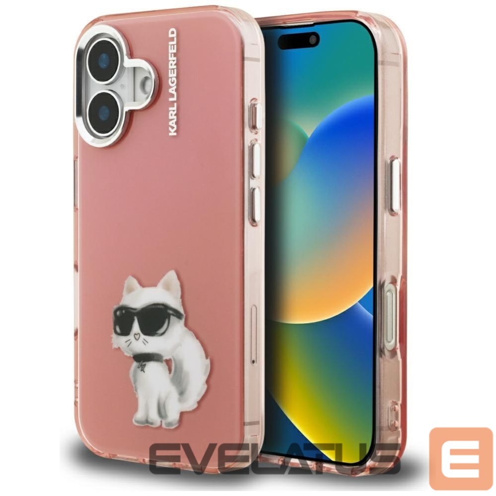 Kitos prekės Karl Lagerfeld Karl Lagerfeld IML Aquarelle Choupette & Logo iPhone 16 Case - Pink