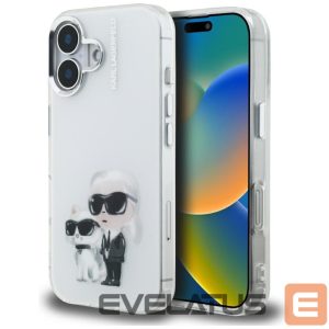 Kitos prekės Karl Lagerfeld  Karl Lagerfeld IML Aquarelle Karl & Choupette & Logo iPhone 16 Case - White 