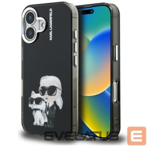 Kitos prekės Karl Lagerfeld  Karl Lagerfeld IML Aquarelle Karl & Choupette & Logo iPhone 16 Case - Black 