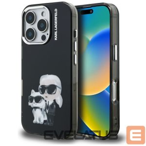 Kitos prekės Karl Lagerfeld  Karl Lagerfeld IML Aquarelle Karl & Choupette & Logo Case for iPhone 16 Pro Max - Black 