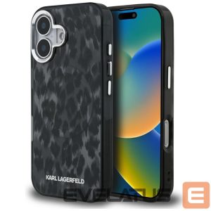 Kitos prekės Karl Lagerfeld  Karl Lagerfeld IML Leopard Pattern MagSafe Case for iPhone 16 - Black 
